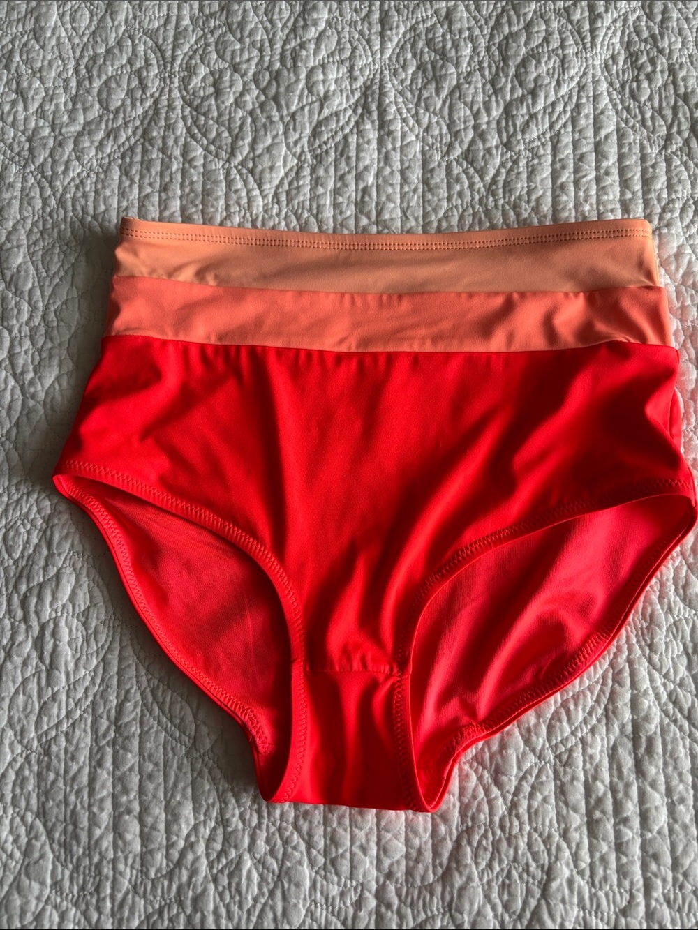 KIAVA High Waist Coral with Peach Trim Swimsuit Bottom Size XS
